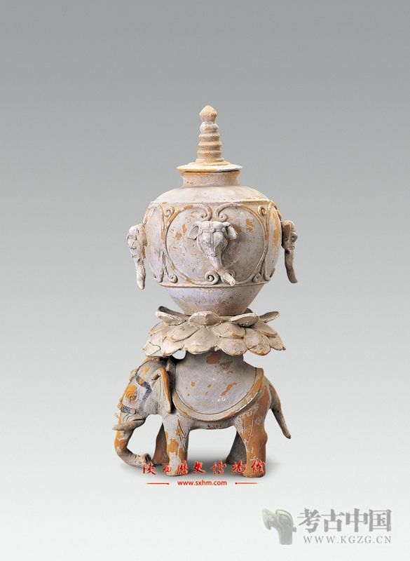 唐代· 彩绘象座塔式罐（陕西历史博物馆） - 考古网