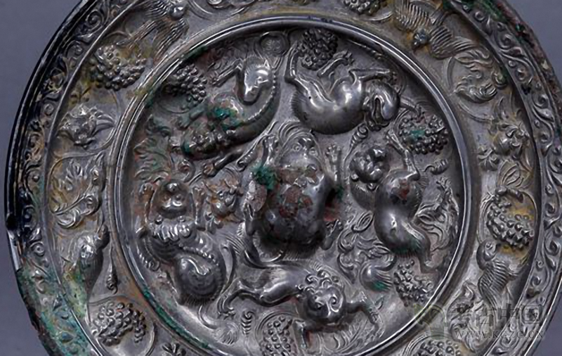 唐代· 海兽葡萄纹铜镜（天水市博物馆） - 考古网